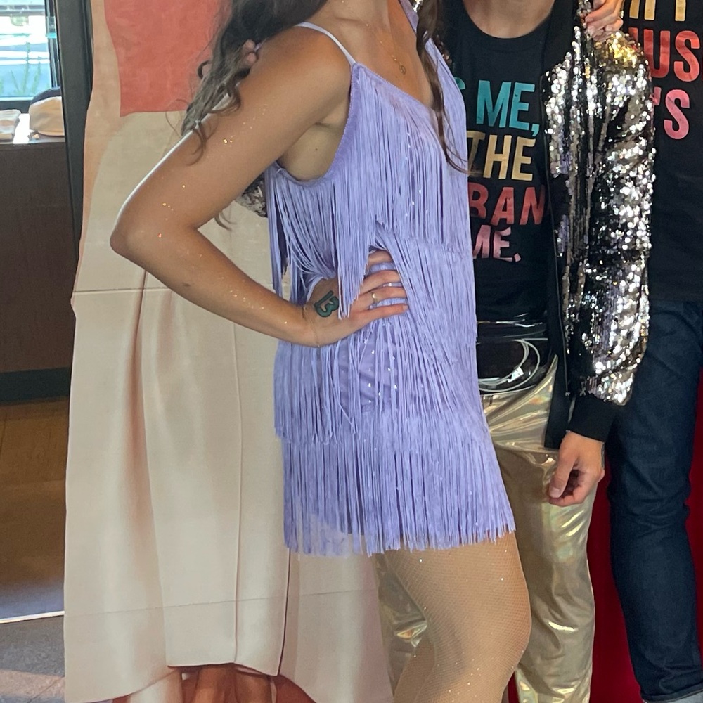 Era’s Tour Lavender Haze Fringe Flapper Dress with Sparkle Details